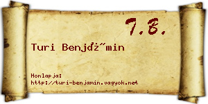 Turi Benjámin névjegykártya