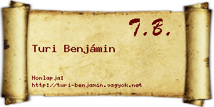 Turi Benjámin névjegykártya